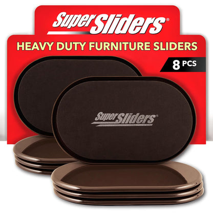 Super Sliders Deslizadores Ovalados para Muebles Reutilizables - Marrón - Paquete de 8 - Para alfombras