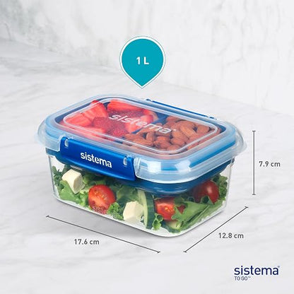 Sistema TO GO Stax - Contenedores de almacenamiento de alimentos a prueba de fugas, 1 l, recipientes herméticos y apilables para preparar comidas con tapas, fiambreras, sin BPA, 3 unidades