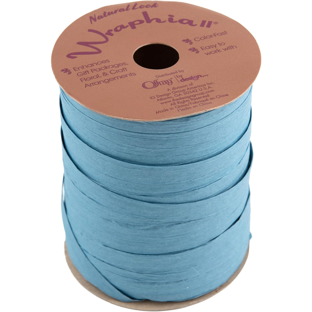 BERWICK Offray - Cinta de Rafia perlada Azul Real, 1/4 Pulgadas de Ancho, 100 Yardas