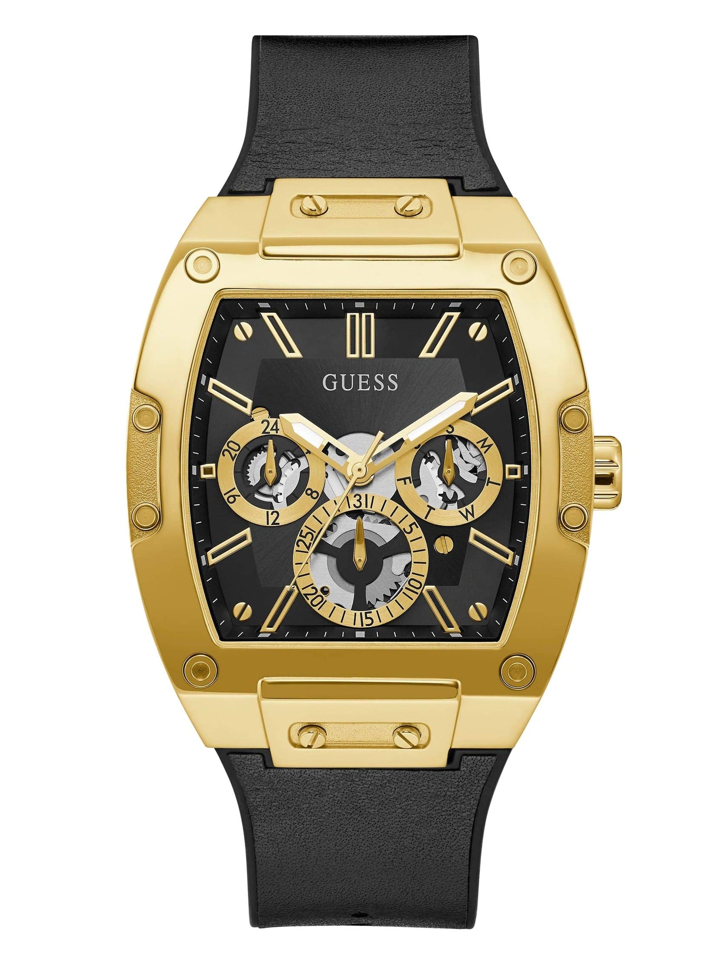 Guess Reloj analógico de cuarzo para hombre con correa de silicona lisa negra (modelo: GW0202G1)