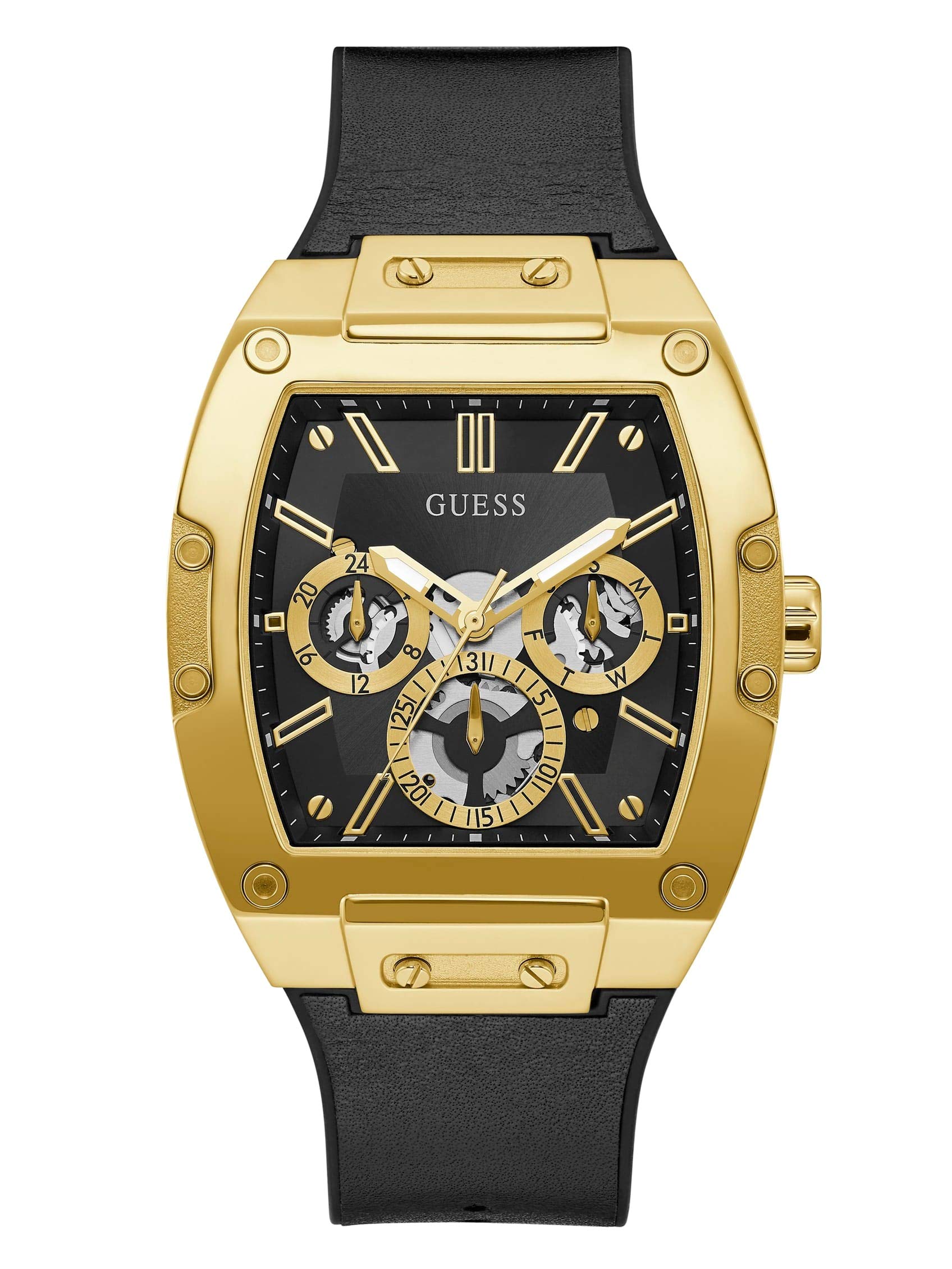 Guess Reloj analógico de cuarzo para hombre con correa de silicona lisa negra (modelo: GW0202G1)