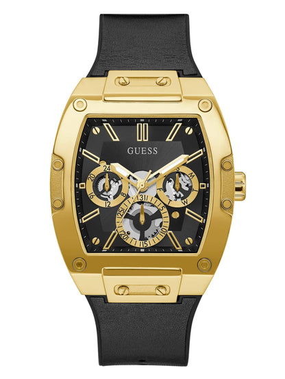 Guess Reloj analógico de cuarzo para hombre con correa de silicona lisa negra (modelo: GW0202G1)