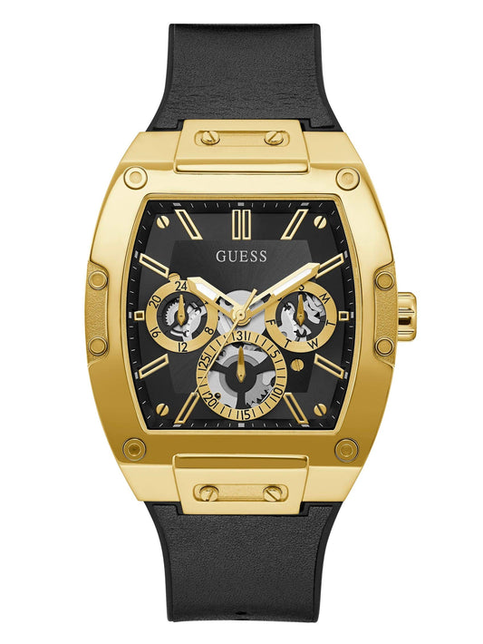 Guess Reloj analógico de cuarzo para hombre con correa de silicona lisa negra (modelo: GW0202G1)