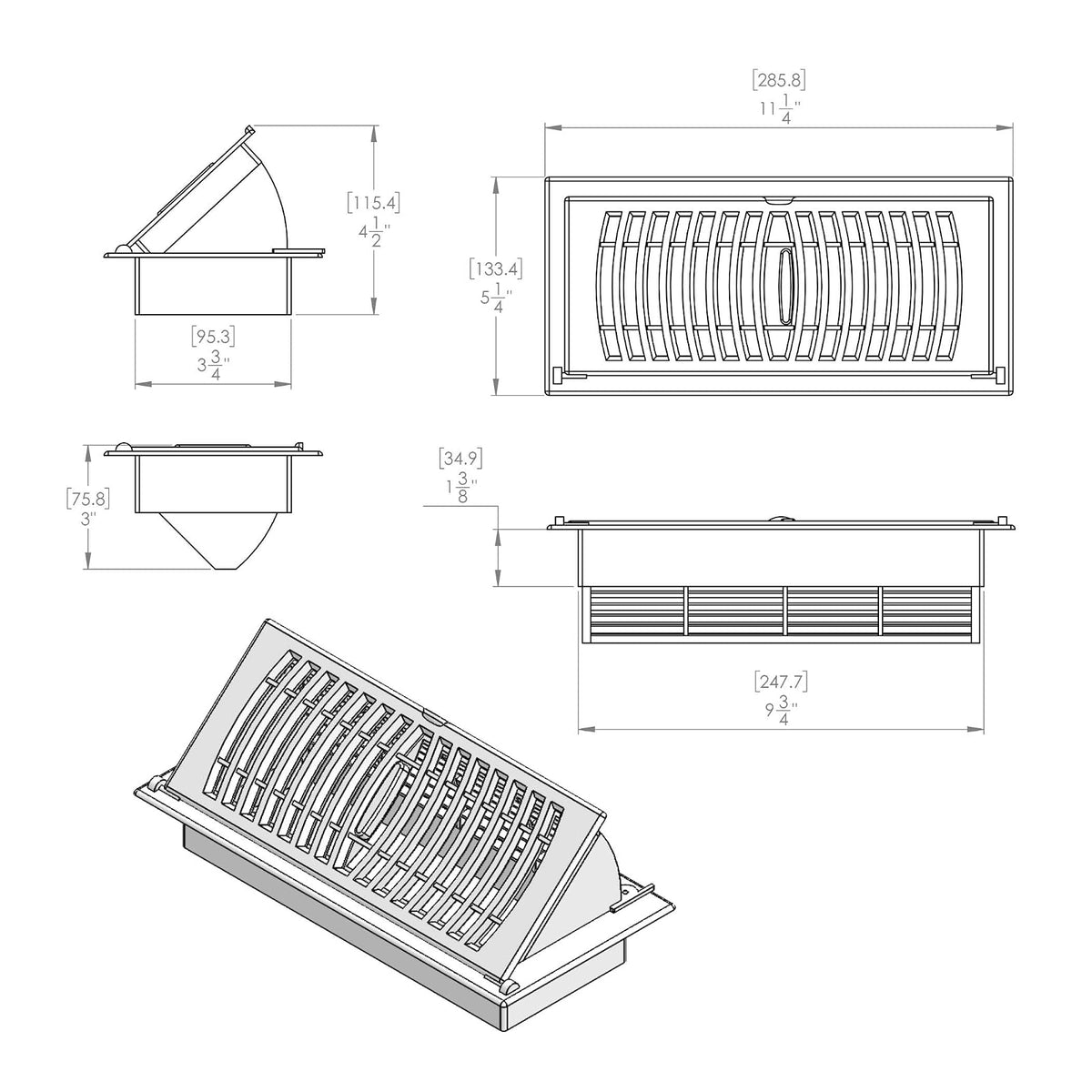 Imperial RG3052 - Registro desplegable para piso, 4 x 10 pulgadas, color blanco