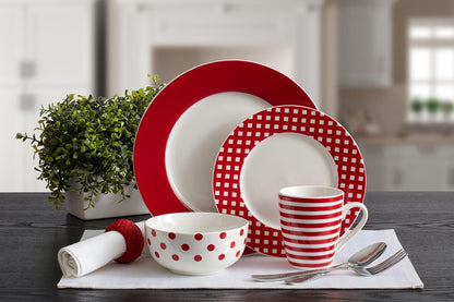 Pfaltzgraff Kenna Red - Vajilla de porcelana de 16 piezas, servicio para 4