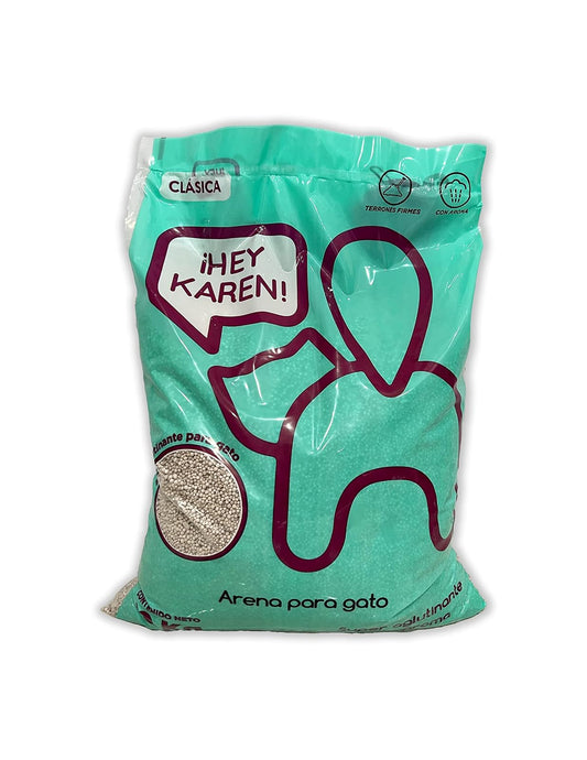 ¡Hey Karen! Arena para Gato 10 kg, Clásica | Super Aglutinante con Aroma, Libre de Polvo, Rápida Absorción, Limpieza Fácil