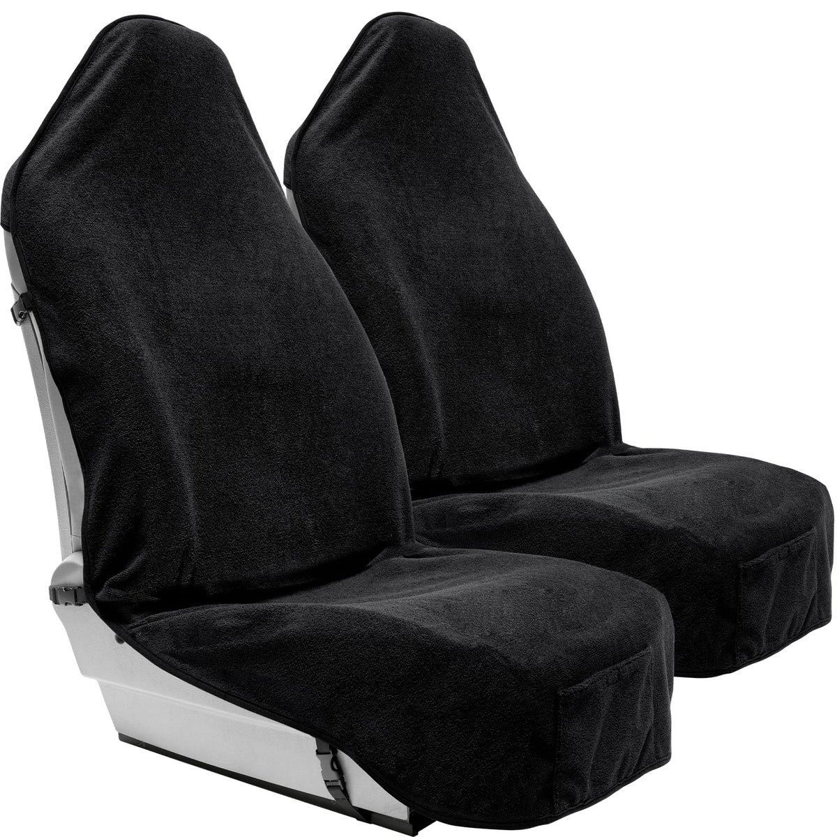 Season Guard - Funda Impermeable para Asiento de Toalla, Ajuste Universal | Para uso activo y gimnasio, lavable a máquina, bolsillo de almacenamiento integrado, apto para automóvil, SUV, camión, furgoneta - Negro -