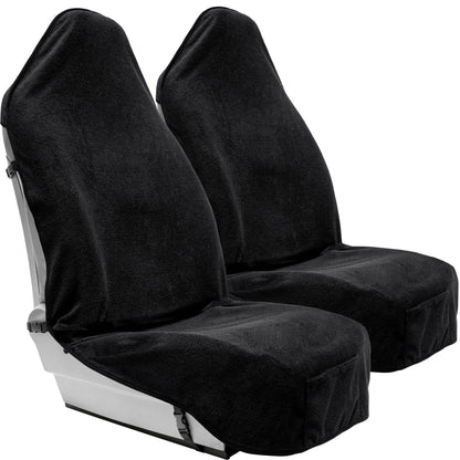 Season Guard - Funda Impermeable para Asiento de Toalla, Ajuste Universal | Para uso activo y gimnasio, lavable a máquina, bolsillo de almacenamiento integrado, apto para automóvil, SUV, camión, furgoneta - Negro -