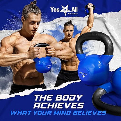 Yes4All Pesa Rusa Individual Recubierta de Vinilo de Alta Calidad - Ideal para Entrenamiento Cruzado, MMA y Ejercicios de Entrenamiento de Fuerza - Kettlebell para Ejercicio