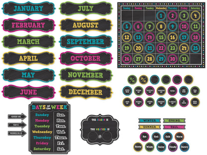 Teacher Created Resources TCR5615 pizarrón con calendario brillante, juego de tablón de anuncios, papel, multi
