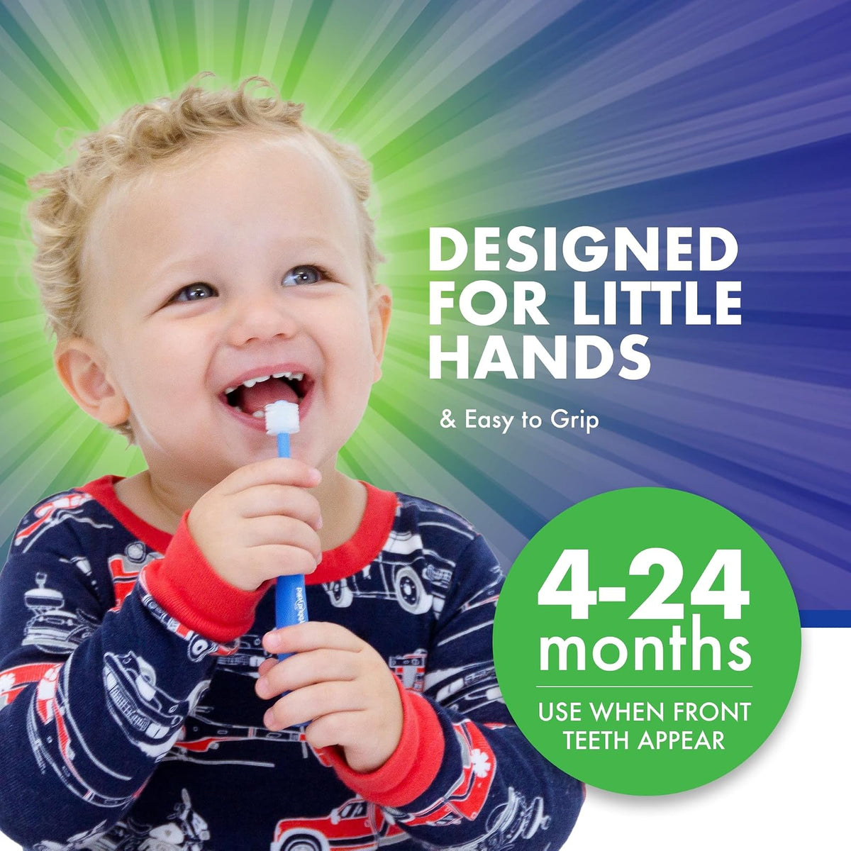 Cepillo de Dientes para Bebé Brilliant Oral Care con Cerdas Suaves y Cabezal Redondo, Aprobado para Niños Pequeños, Fácil de Usar, Limpieza Completa de la Boca, 4-24 Meses (Cuando Salen los Dientes Frontales), Azul, Menta y Amarillo, Paquete de 3