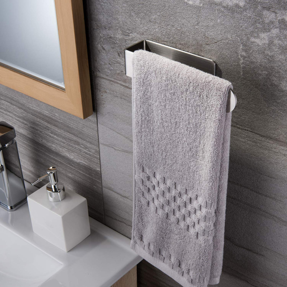 Taozun Soporte para Toallas de Mano/Anillo de Toalla de Mano – Barra de Toalla de baño autoadhesiva en la Pared, Acero Inoxidable Sus 304 Cepillado