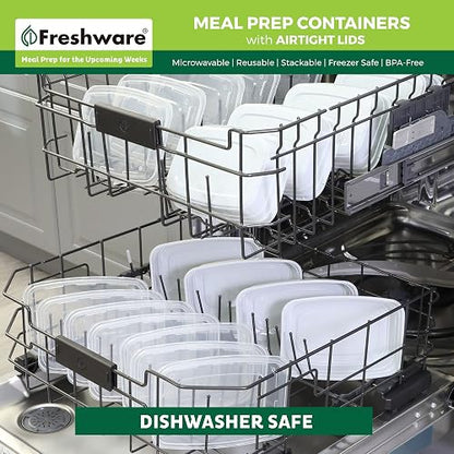Freshware Recipiente para Preparación de Comidas 21 Unidades 1 Compartimento 828 ml