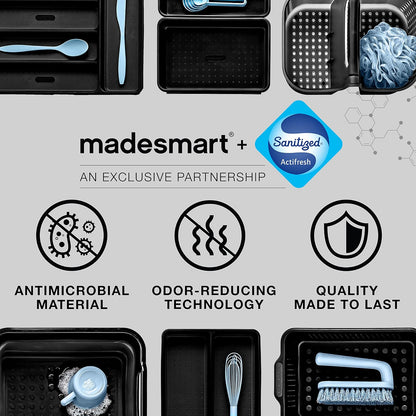 Madesmart - Almacenamiento de baño pequeño y suave con agarre bajo el fregadero, organización multiusos para el hogar, certificado por la EPA, carbono antimicrobiano de alta calidad