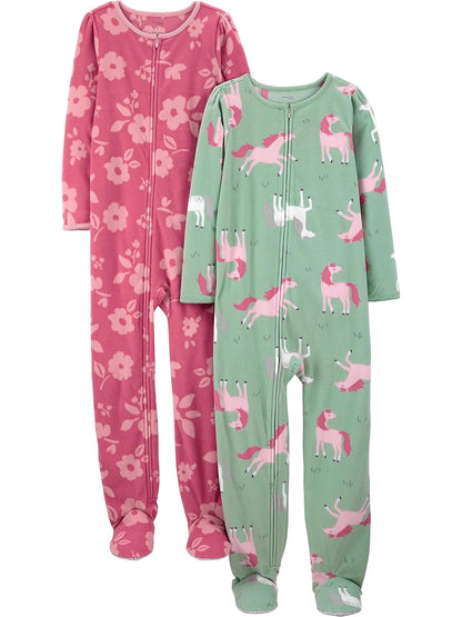 Simple Joys by Carter's 2-Pack Loose-fit Fleece Footed Pajamas Juego de Pijama Niñas