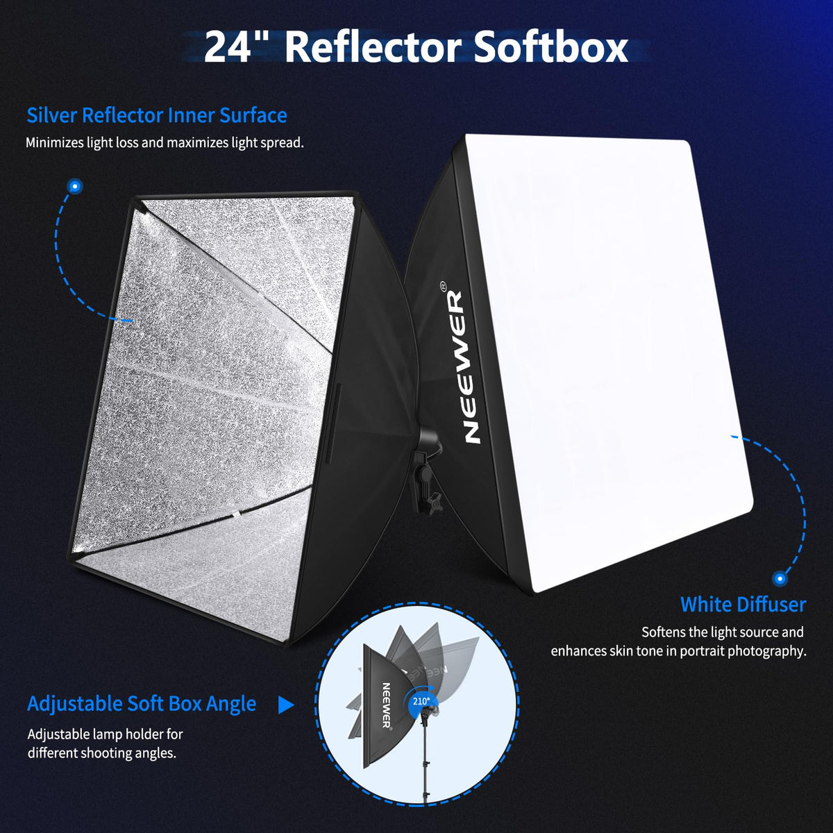 NEEWER 2.6m x 3m / 8.5ft x 10ft Sistema de Soporte de Fondo y 800W 5500K Caja de Luz de Paraguas Kit de Iluminación Continua para Producto de Estudio Fotográfico, Fotografía de Retrato y Video