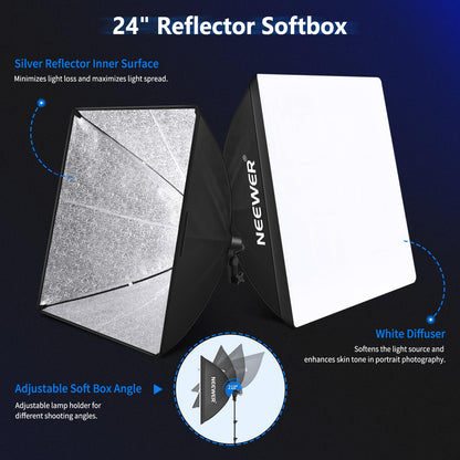 NEEWER 2.6m x 3m / 8.5ft x 10ft Sistema de Soporte de Fondo y 800W 5500K Caja de Luz de Paraguas Kit de Iluminación Continua para Producto de Estudio Fotográfico, Fotografía de Retrato y Video