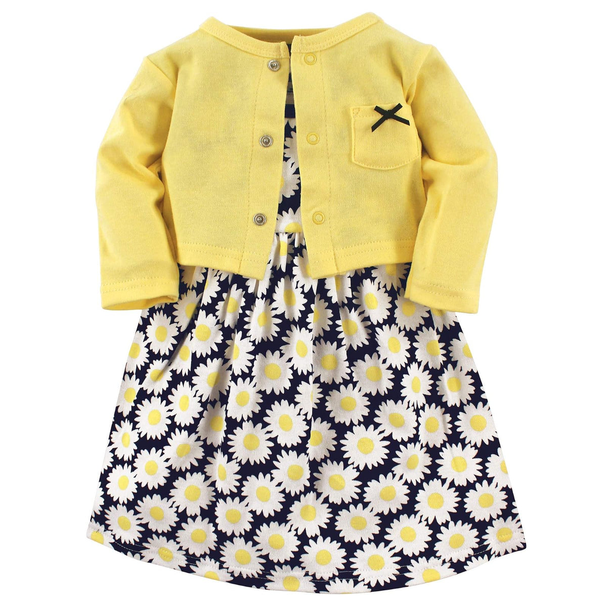 Hudson Baby Conjunto de Vestido y Cárdigan de Algodón para Niña - Margarita - 0-3 Meses