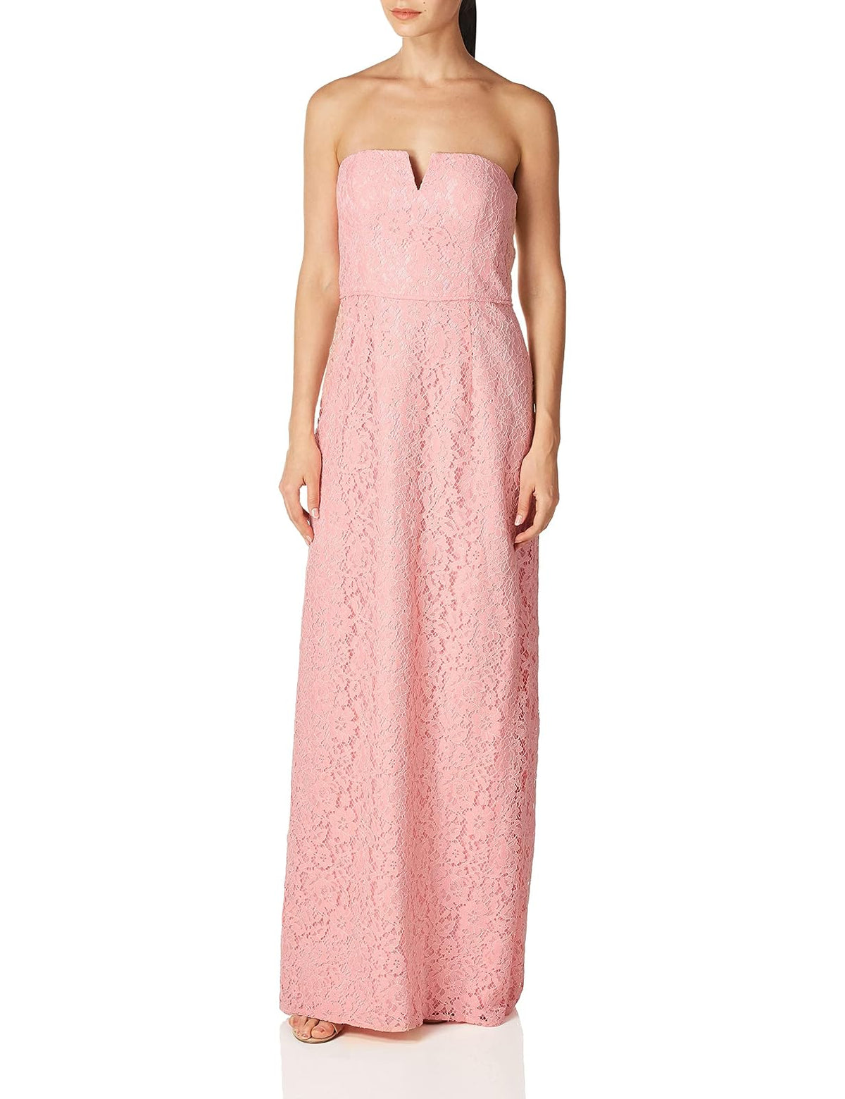 Donna Morgan Women's Reese Long Strapless Lace, Something Blue