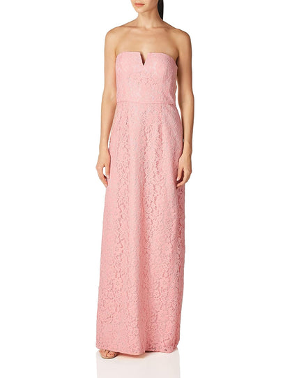 Donna Morgan Women's Reese Long Strapless Lace, Something Blue