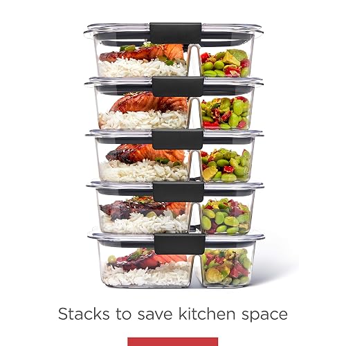 Rubbermaid - Contenedores de almacenamiento de alimentos, 2 compartimentos, 2,85 tazas, 5 unidades