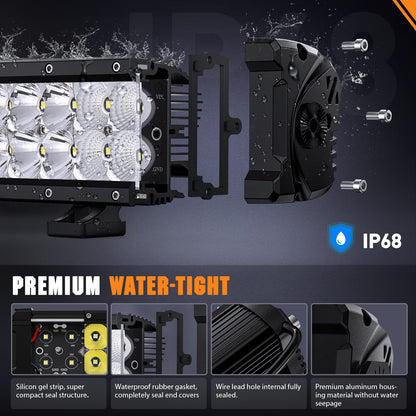 Nilight - Barra de luz LED de 13.5 pulgadas, 120 W, haz combinado de punto de inundación, 14400 lm, Osram P8/5 W, iluminación todoterreno, luz LED IP68, para camioneta, SUV, ATV, UTV, barco, 4 x 4, Jeep, 5 años de garantía