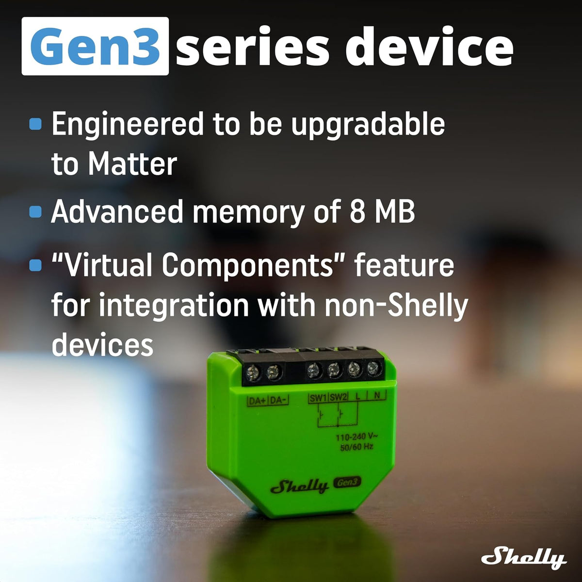 Shelly DALI Dimmer Gen3 -Regulador de Luz LED, Wi-Fi y Bluetooth, Luminarias DALI, Alimentación de Bus Integrada, Control Remoto App iOS y Android, No HUB, Alexa, Smart Home, SmartThings