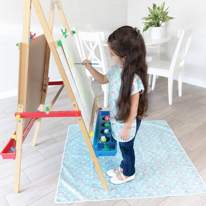 Bumkins Kids Short Sleeve Smock, Waterproof, Art, Crafts, Play, Washable, Stain & Odor Resistant, 3-7 Years, Rainbows