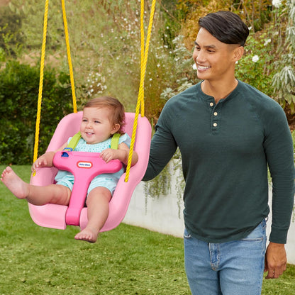 LITTLE TIKES, 2-in-1 Snug 'n Secure Swing, Columpio para Niñas, para Exterior o Interior, Cómodo y Seguro, Color Rosa