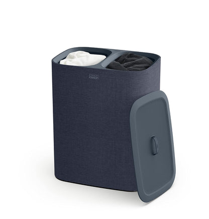 Joseph Joseph Tota - Cesta separadora de ropa (90 litros), color negro - Negro - Azul Oscuro - 90 L - Doble - Cesta de lavandería