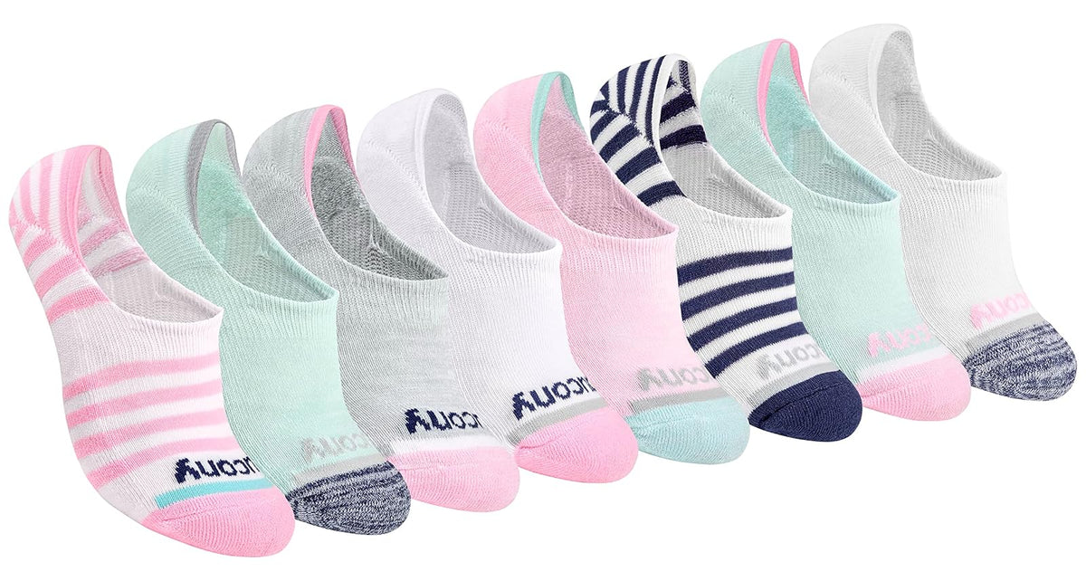 Saucony Calcetines Invisibles Acolchados para Mujer, Paquete de 8 Pares - M - Surtido de moda (8 pares)