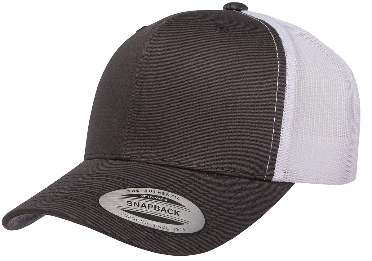 Yupoong Gorra de Camionero Retro. Sombrero para Unisex Adulto - Carbón - Blanco - Talla Única