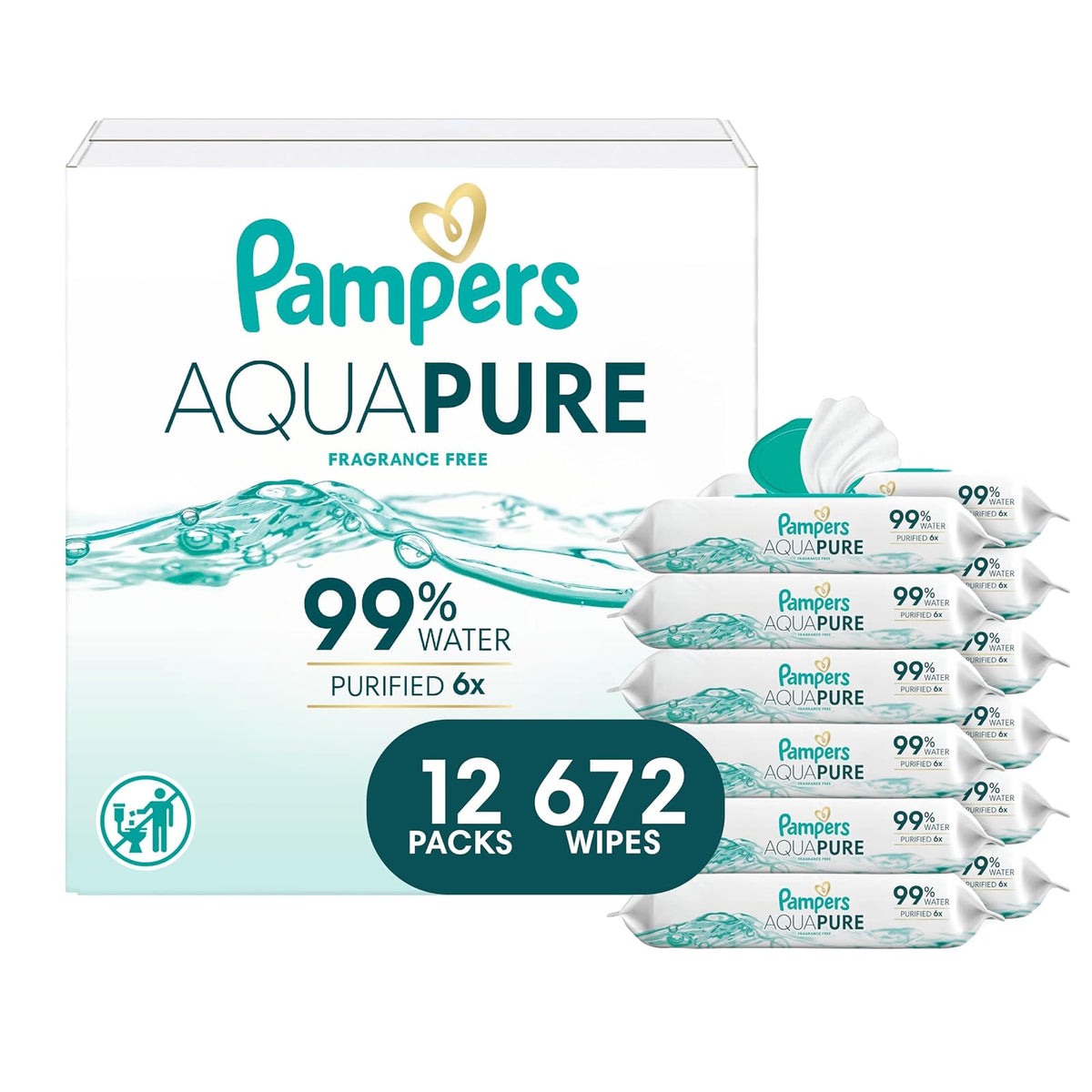 Baby Wipes Fitment, 672 count - Pampers Aqua Pure Sensitive Baby Wipes