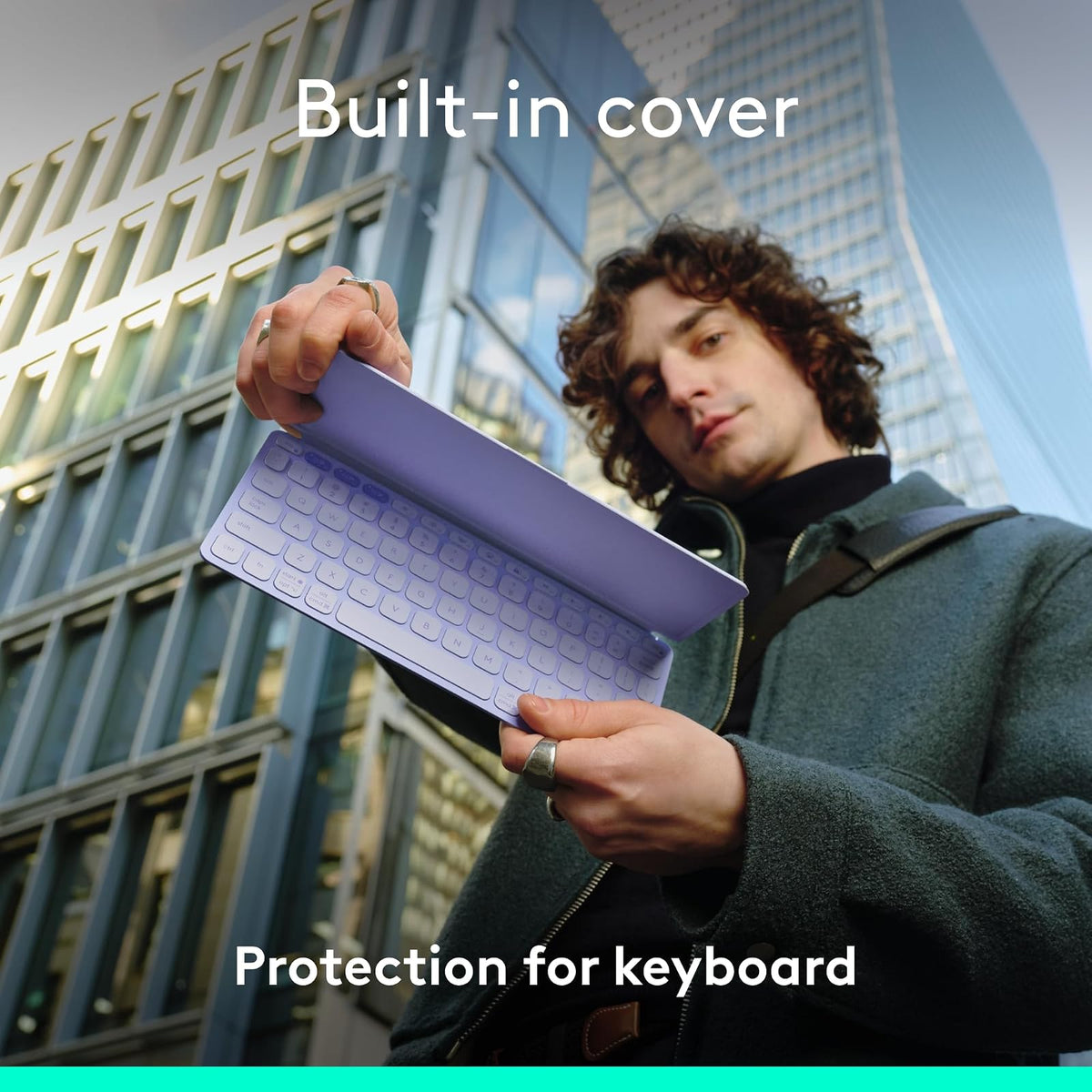 Logitech Keys-to-Go 2 Teclado inalámbrico para iPad con Tapa integrada, Bluetooth, Delgado, estilizado y Compacto para iPad, iPhone, Windows, Android, Linux, Mac, Apple TV, Color - Lila