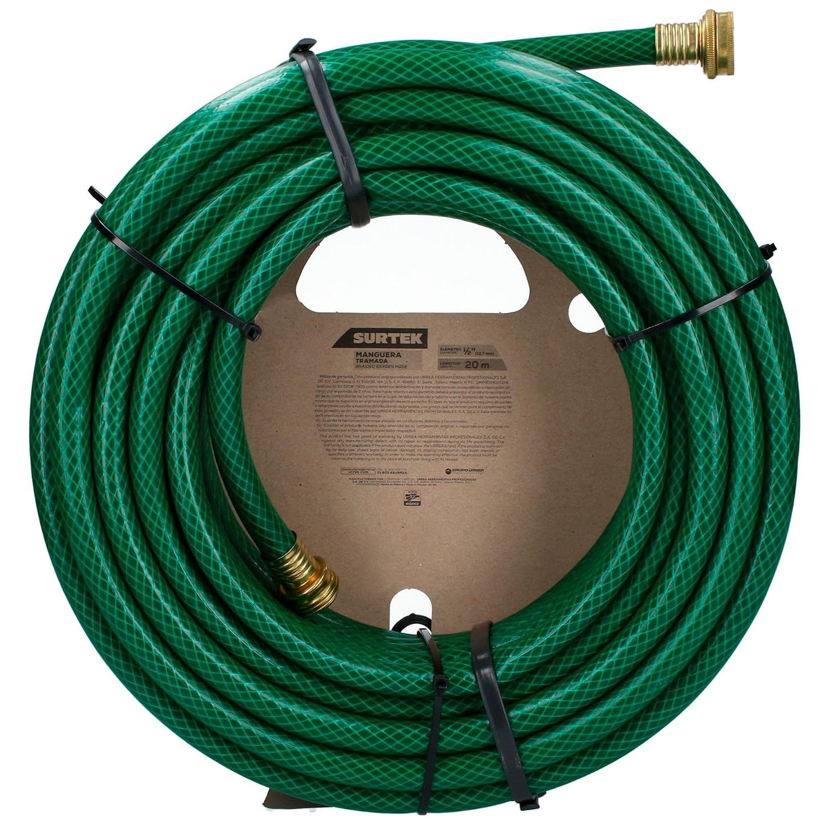 Surtek M12T20 Manguera para jardín tramada con conector metálico 1/2", 20 m