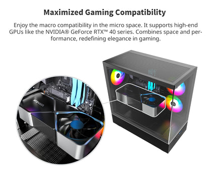 MONTECH XR, ATX Estuche para Juegos de PC de Torre Media, 3 Ventiladores ARGB PWM de 120 mm preinstalados, Panel de Vidrio Templado Dual de visión Completa, Interfaz de E/S de diseño de Grano de