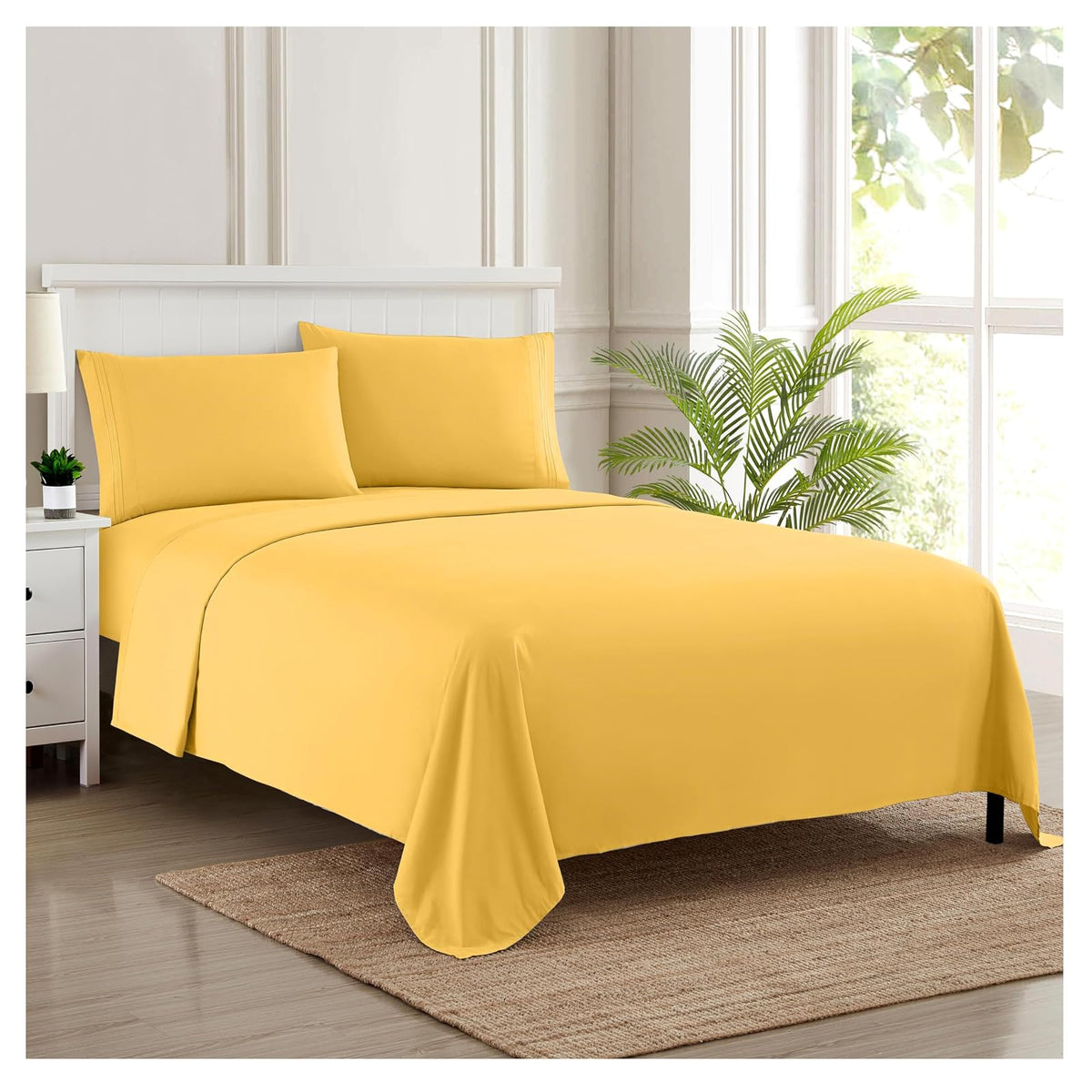Sweet Home Collection Juego de Sábanas 1800 Hilos - Amarillo - Individual XL - Juego de sábanas