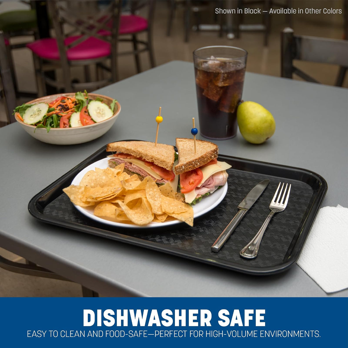 Carlisle FoodService Products Cafe Bandeja de comida rápida de plástico, 12 x 16 pulgadas, pizarrón, (paquete de 24)