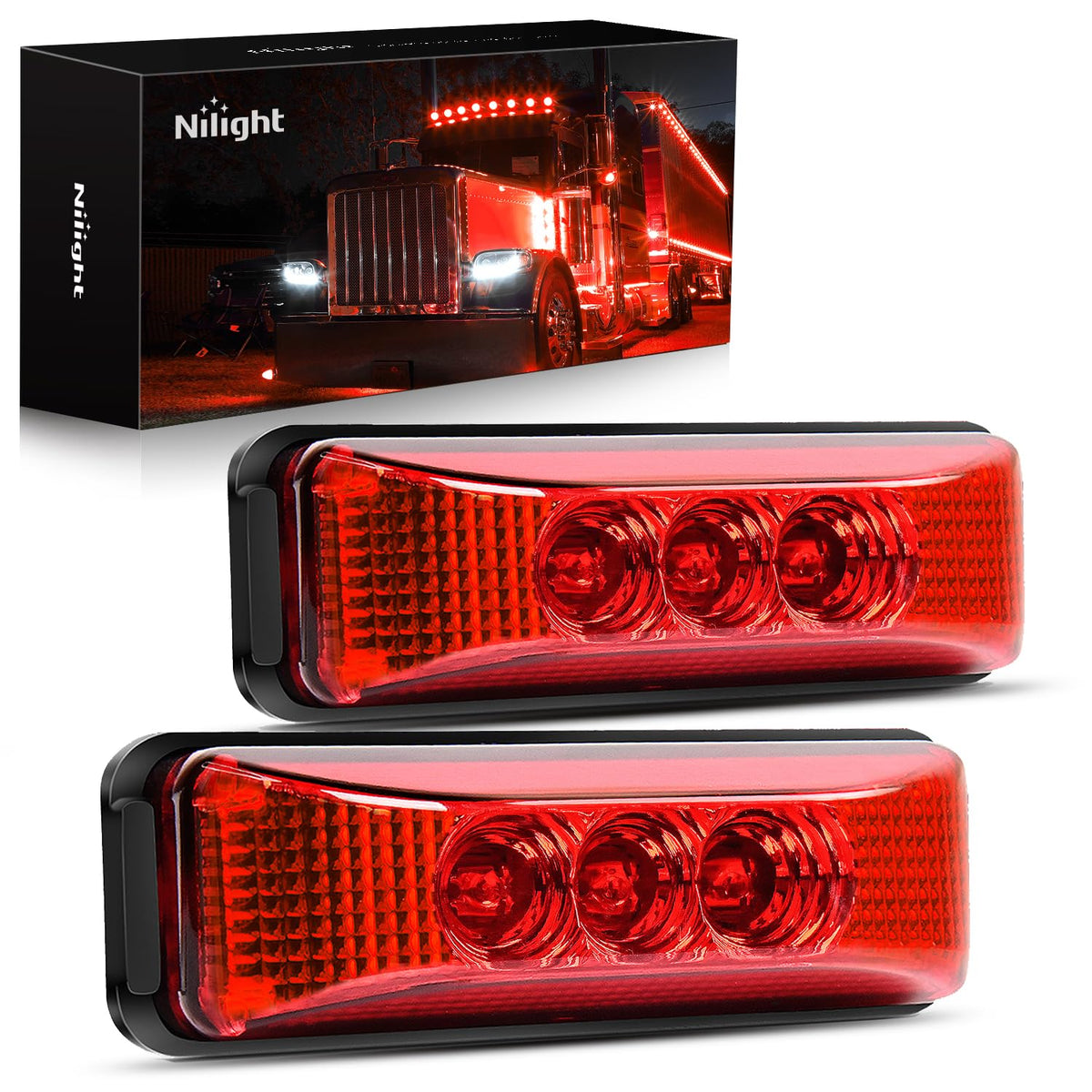 Nilight Luces LED para Remolque TL-32, 10 cm, Rojas, Impermeables, Montaje en Superficie, 2 Piezas - Rojo 2 piezas
