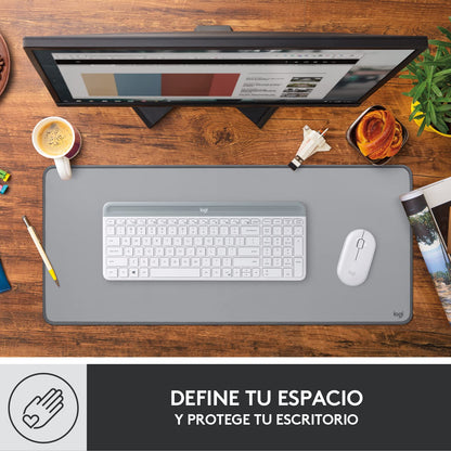 Logitech Lift Mouse Ergonómico Vertical, Inalámbrico, Bluetooth o Receptor Logi Bolt USB, clics Silenciosos, 4 Botones Blanco + Mouse Pad Studio Series XL, Multifunción - Gris