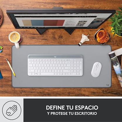 Logitech Mouse Pad Studio Series XL, Multifunción, Mouse Pad Extendido, Protector de Escritorio de Oficina, Base Antideslizante, Resiste a Salpicaduras - Gris