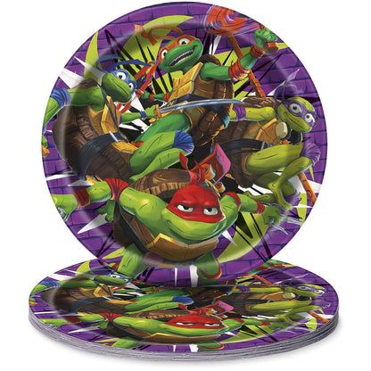 Unique Industries - Platos de papel desechables redondos para cenar con tortugas ninja mutantes adolescentes – 9 pulgadas (8 unidades) | Elegante y respetuoso con el medio ambiente, perfecto para celebraciones temáticas de tortugas ninja