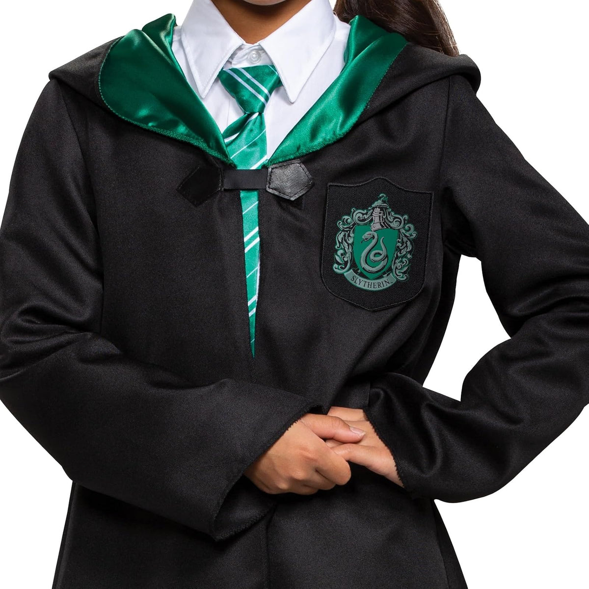 Disguise Bata clásica Oficial, Disfraz de Hogwarts Wizarding World de Harry Potter, Accesorio para Jugar para niños, Color Negro y Verde, Talla pequeña (4-6)