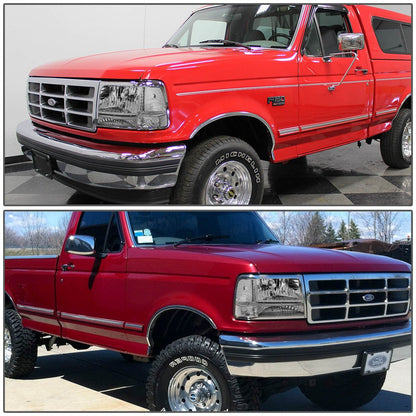 DNA Motoring HL-OH-F15092-6P-CH-CL1 Par de Faros Delanteros Cromados para Ford Bronco/F-150/F-250/F-350 1992-1996