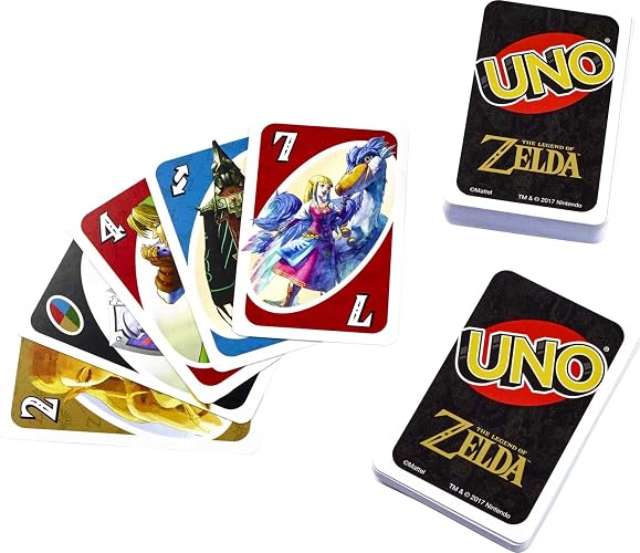 UNO The Legend of Zelda Juego de Cartas con Carta Trifuerza y Acciones Clásicas, 112 Cartas, para 2 a 10 Jugadores, para 7 Años en Adelante