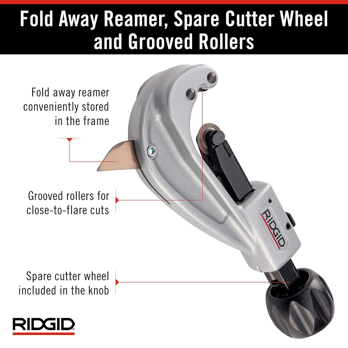 RIDGID - Cortatubos 31632, 151, para Aluminio y Cobre, Plomería Profesional, Kit de Herramientas, Incluye Repuesto