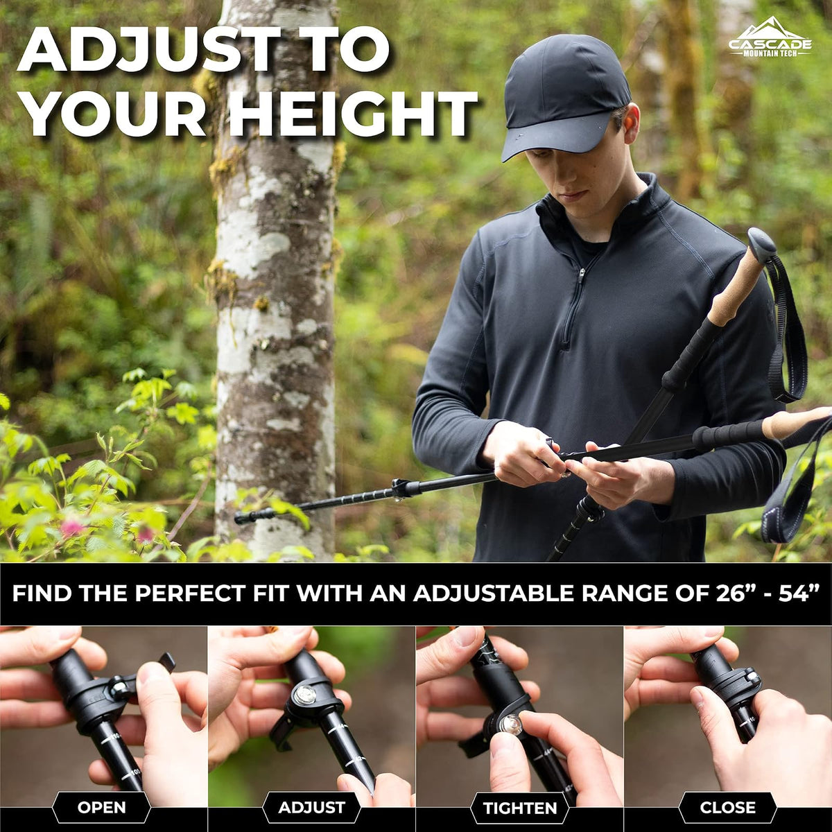 Cascade Mountain Tech 100% Fibra de Carbono Bastones de Trekking Quick Lock