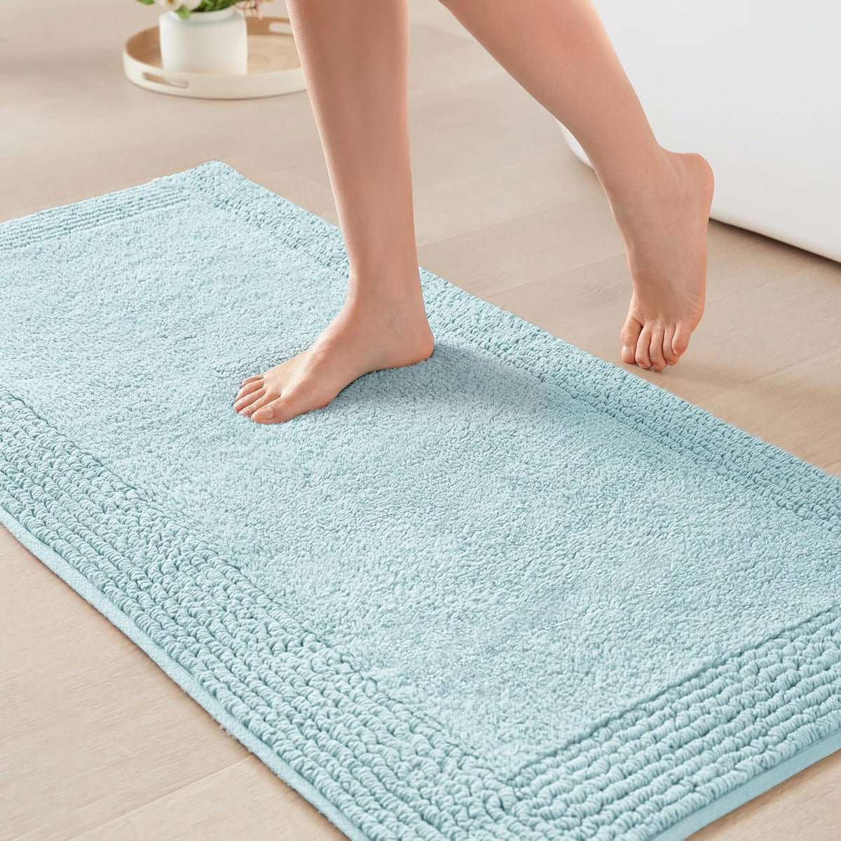Madison Park Splendor Alfombra de baño Reversible 100% algodón, 3000 g/m², Lujosa Alfombra de baño de Felpa de Pelo Medio, Absorbente, de Secado rápido, decoración de Ducha, 24 x 44 Pulgadas, Color - 3'8" x 2' (Rectangular) - Azul