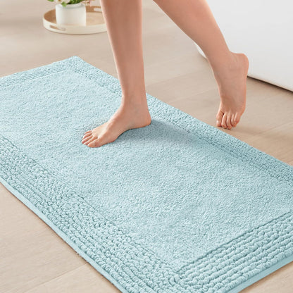 Madison Park Splendor Alfombra de baño Reversible 100% algodón, 3000 g/m², Lujosa Alfombra de baño de Felpa de Pelo Medio, Absorbente, de Secado rápido, decoración de Ducha, 24 x 44 Pulgadas, Color - 3'8" x 2' (Rectangular) - Azul