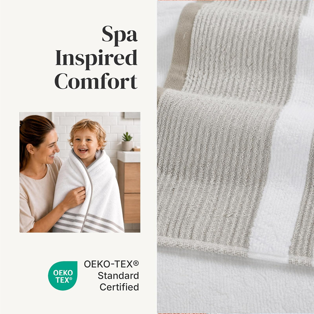 Modern Threads - Juego de 6 Piezas, 2 Toallas de baño, 2 Toallas de Mano, 2 Toallas, Secado rápido, Color Blanco y Contraste, Color café